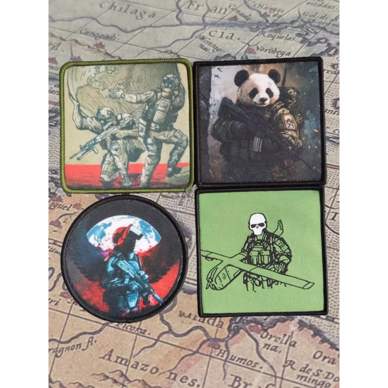 Cartoon Panda Warrior Military Morale Badge, Patches, and Tactical Stickers with a Printed Hell Angel Plane Skull - Image 2