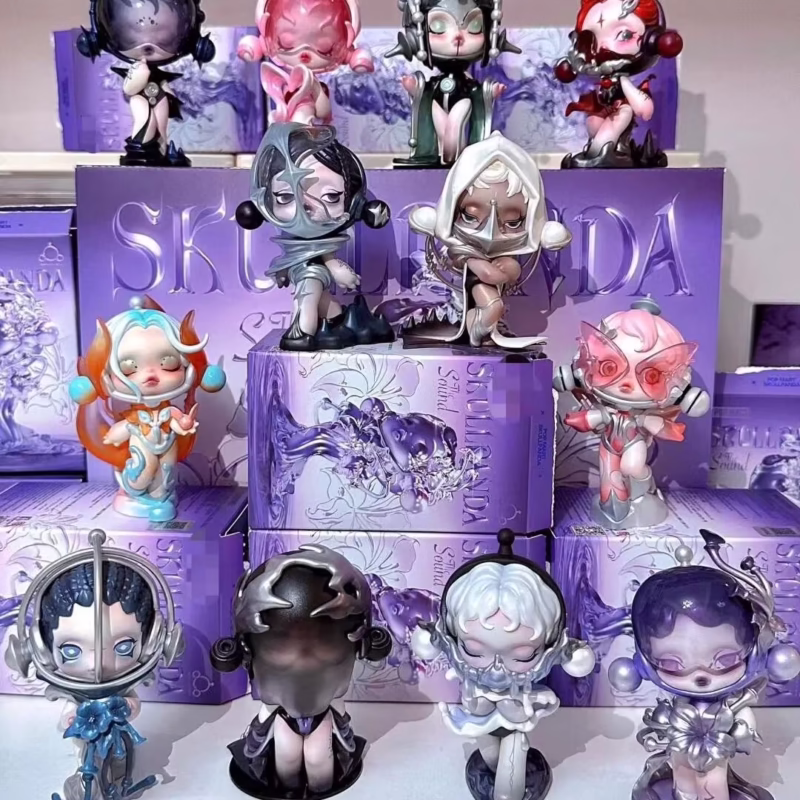 Girls’ Handmade Doll Ornament Toy: Trendy Vinyl Face Collectible Gift, Skullpanda Sound Series Bubble Mart Blind Box