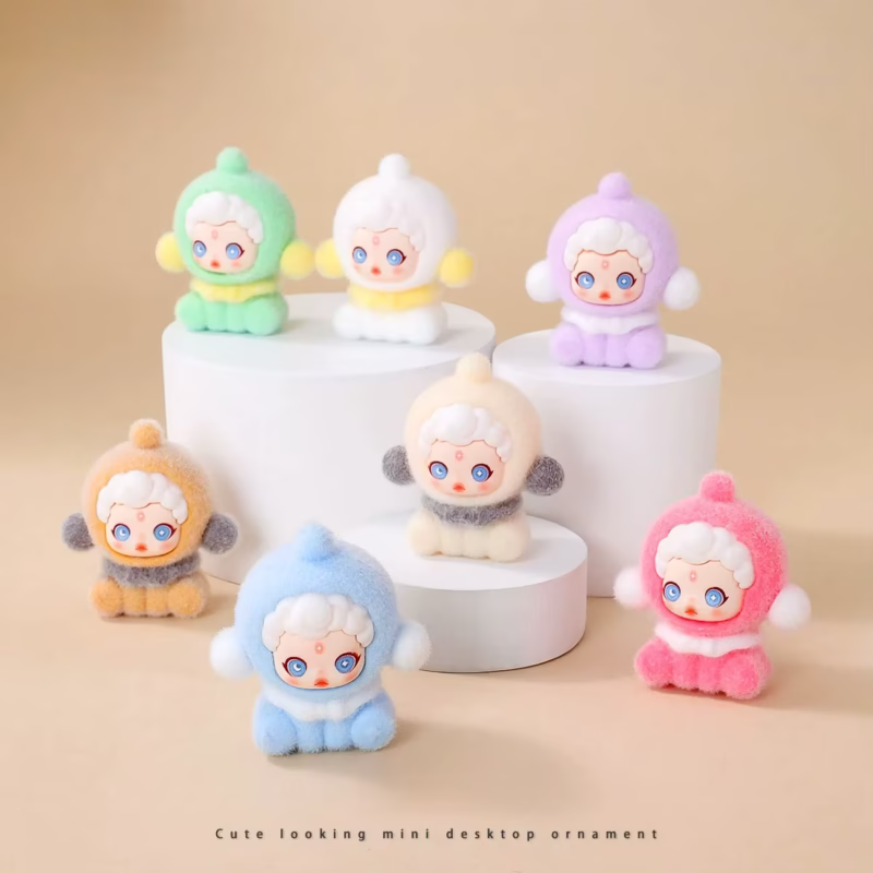 8pcs Lovely SKULLPANDA Anime Flocked DIY Action Figure Decorative Pendant Desktop Kawaii Dolls Car Ornaments Toy Christmas Gifts - Image 3