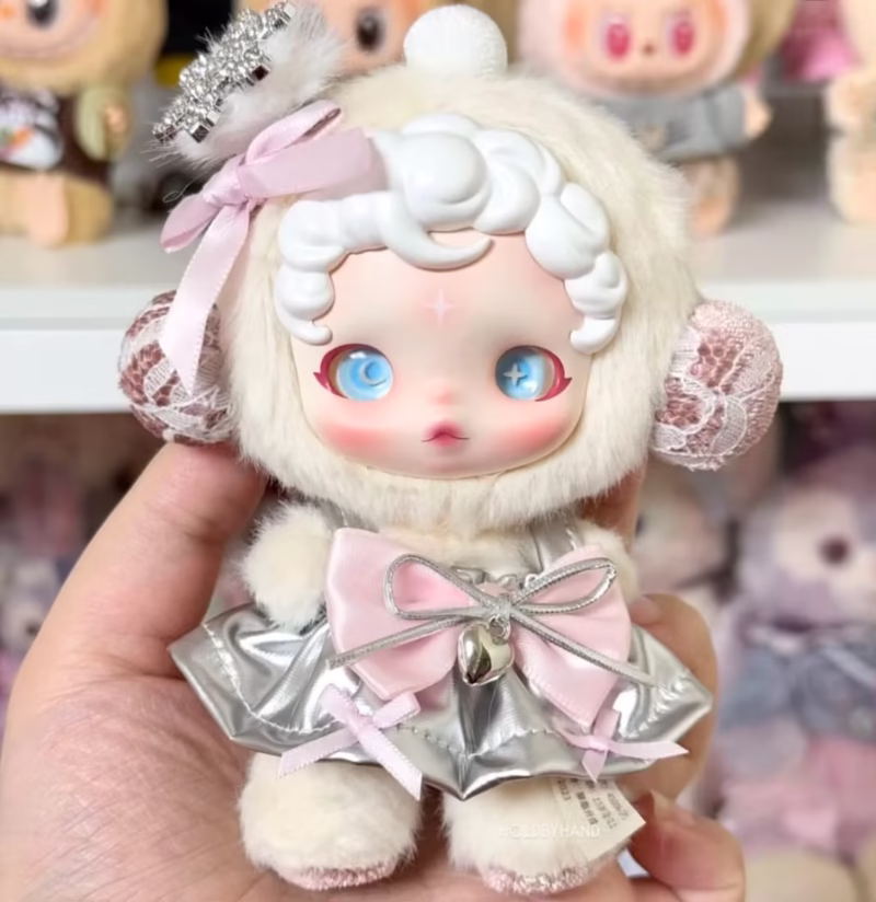 First Generation Hidden Bow Headpiece Cloth for Skullpanda SP Vinyl Doll – Trendy Play Pendant for Moonlight Princess Dress for Labubu