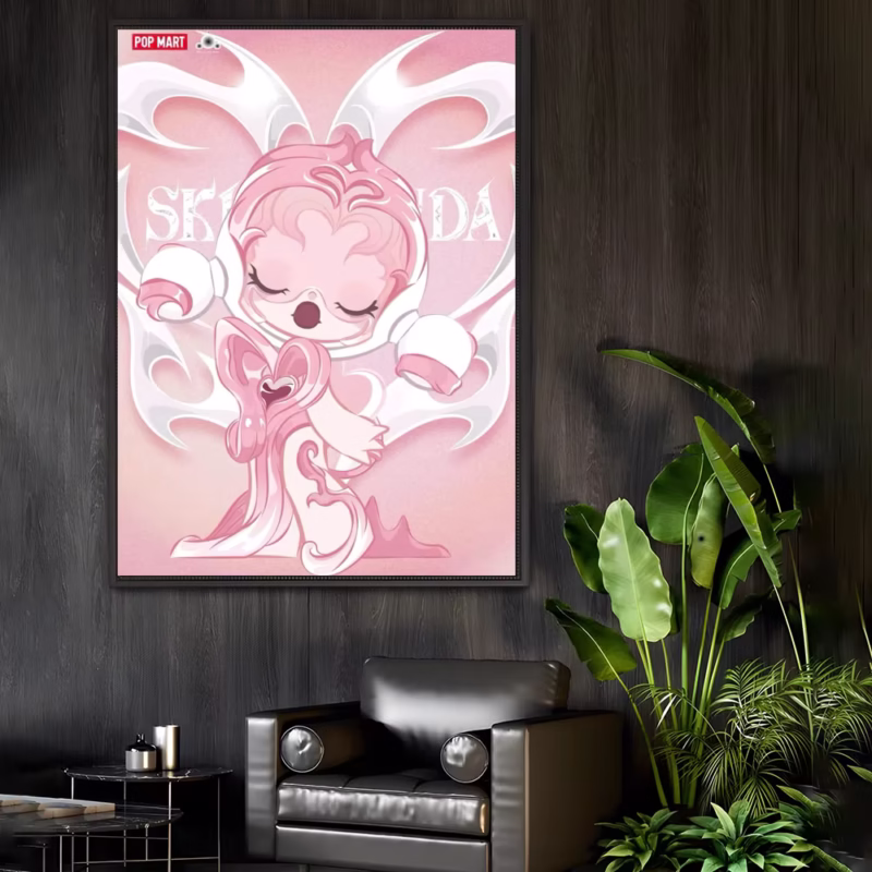 Adorable Sticky S-SKULLPANDA Cartoon Poster for Waterproof Bedroom, Living Room, and Bar Decor
