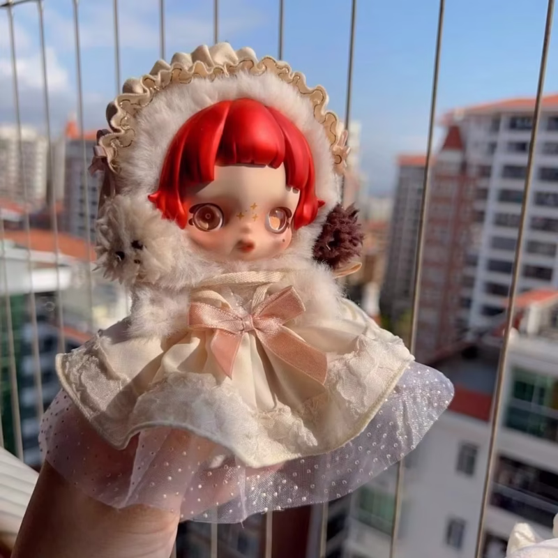 Winter Symphony Series 10cm Baby Clothes: Adorable Skullpanda Cat Cloak Set 10cm Plush Doll Wardrobe - Image 4