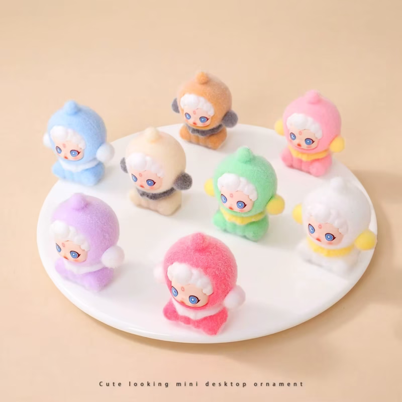 8pcs Lovely SKULLPANDA Anime Flocked DIY Action Figure Decorative Pendant Desktop Kawaii Dolls Car Ornaments Toy Christmas Gifts - Image 4